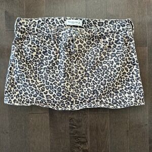 Abercrombie & Fitch Womens Midrise Leopard Print Jean Skirt Edgy 90s Animal 31